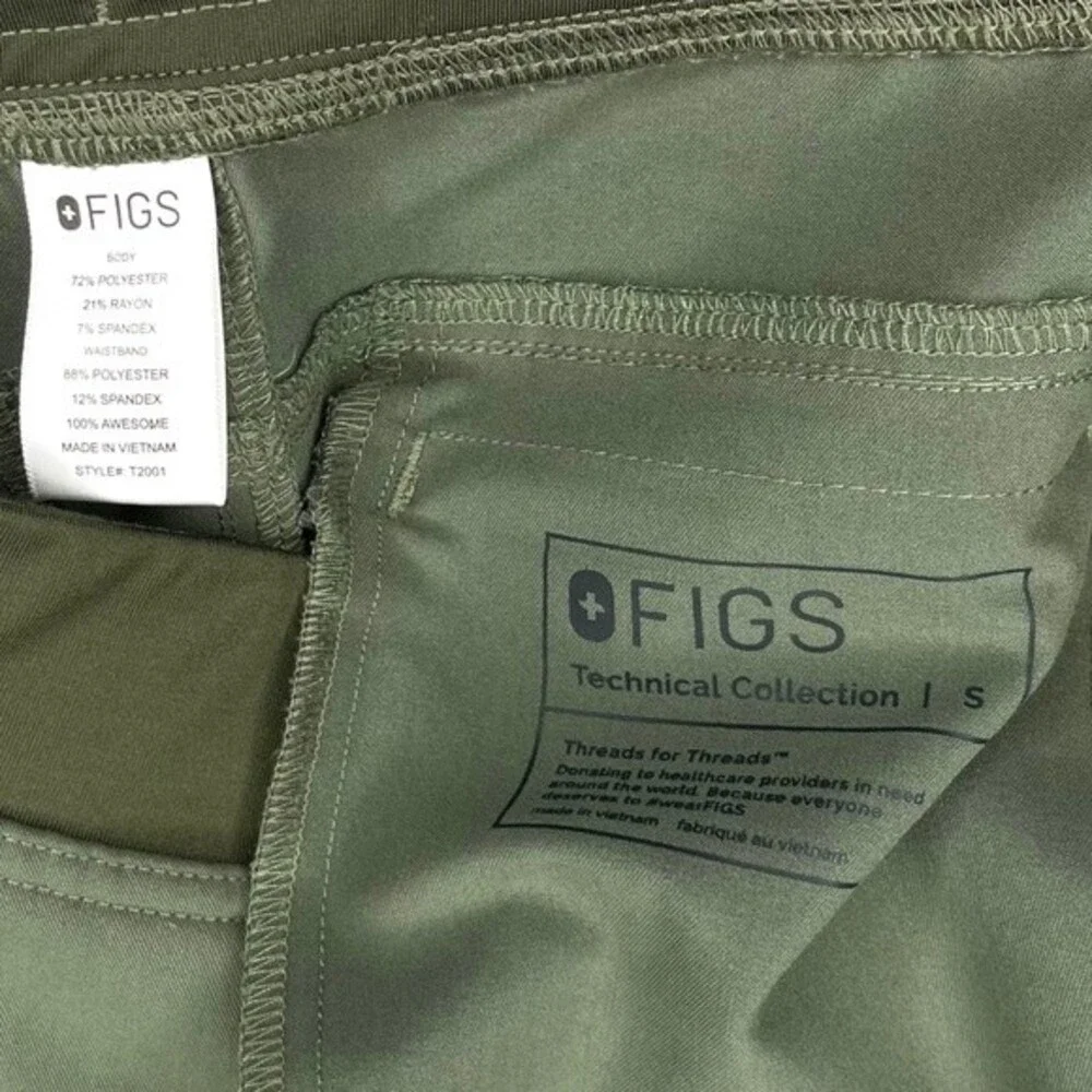 FIGS Axim Cargo Scrub Pants sz S * Moss Green Straight Leg Bottom Scrubs Pockets